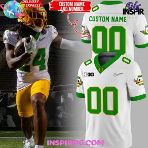 Oregon Ducks Big 10 White Football Jersey